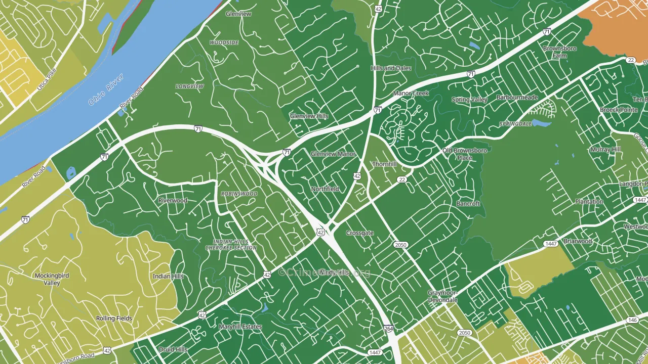 Northfield, KY Map of Vandalism Rates