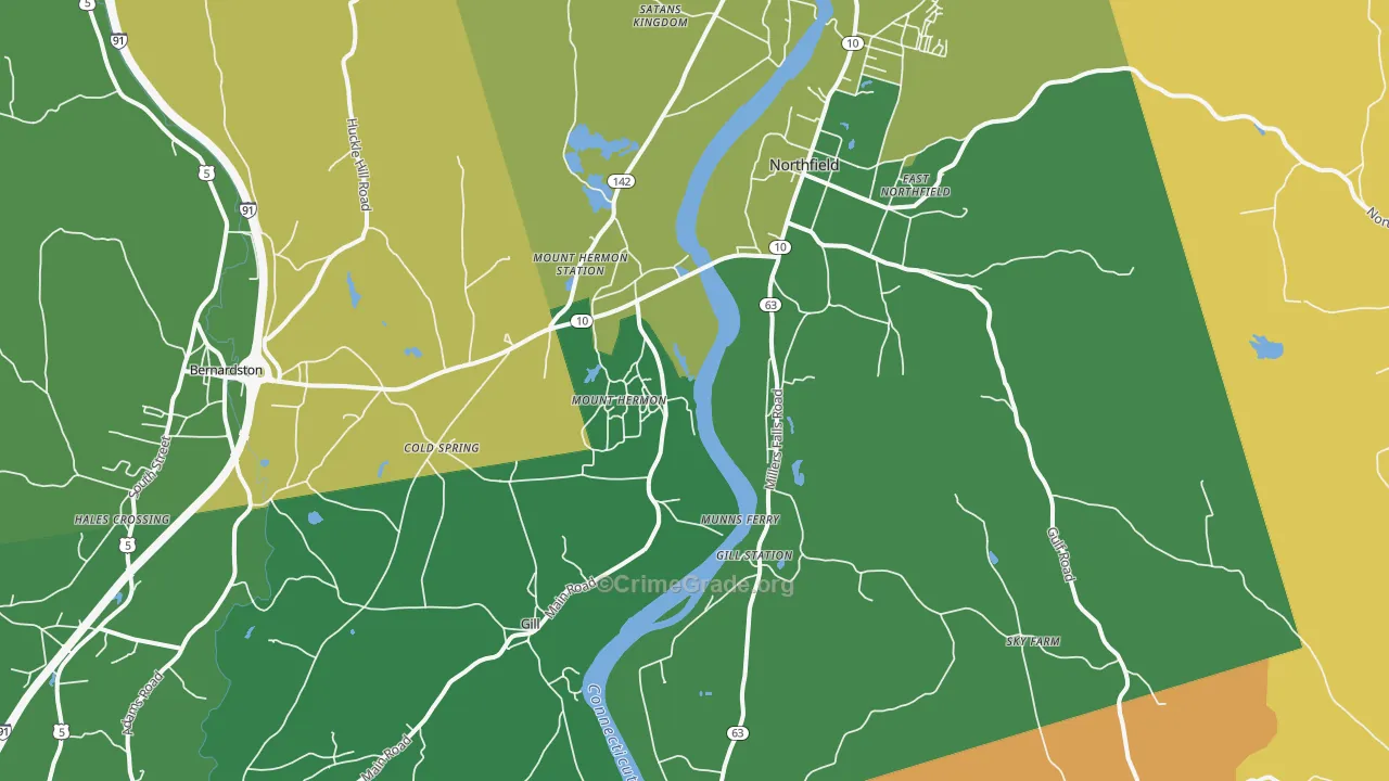 Northfield, MA Map of Vandalism Rates