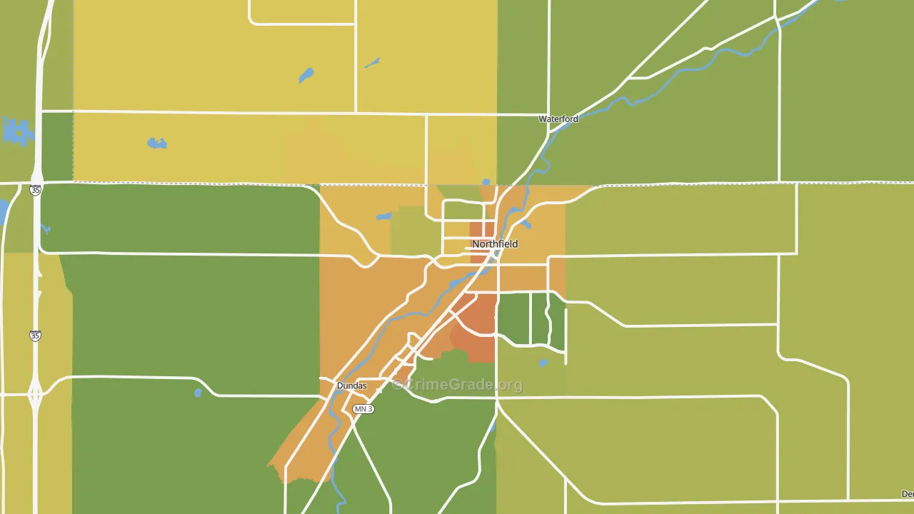 Northfield, MN Map of Vandalism Rates
