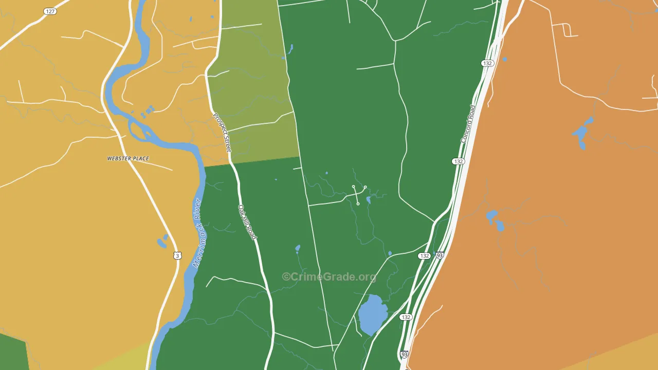 Northfield, NH Map of Vandalism Rates