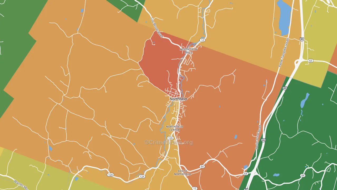 Northfield, VT Map of Vandalism Rates