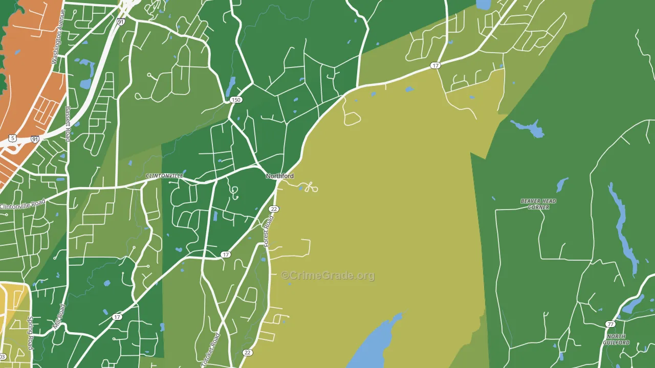 Northford, CT Map of Vandalism Rates