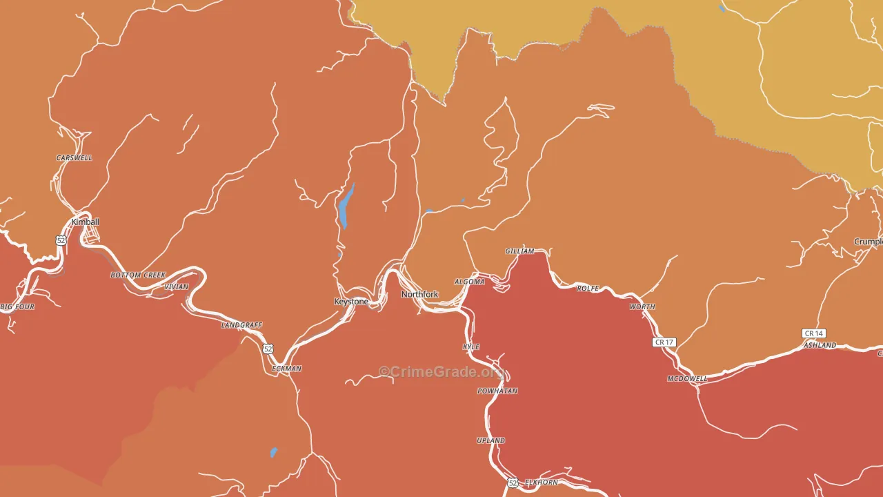 Northfork, WV Map of Vandalism Rates