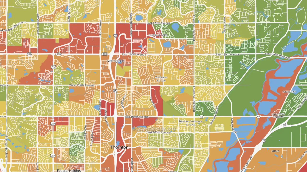 Northglenn, CO Map of Vandalism Rates
