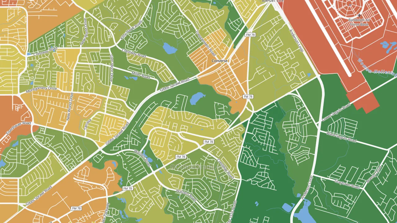 Northhampton, Converse, TX Map of Vandalism Rates