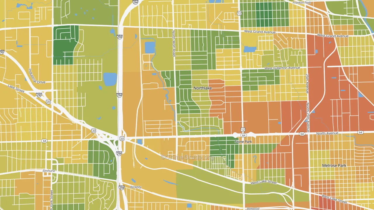 Northlake, IL Map of Vandalism Rates