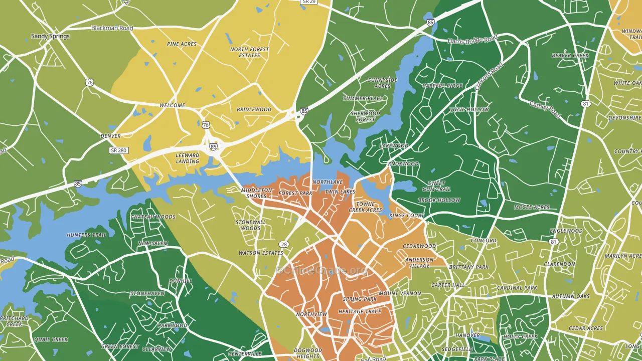 Northlake, SC Map of Vandalism Rates
