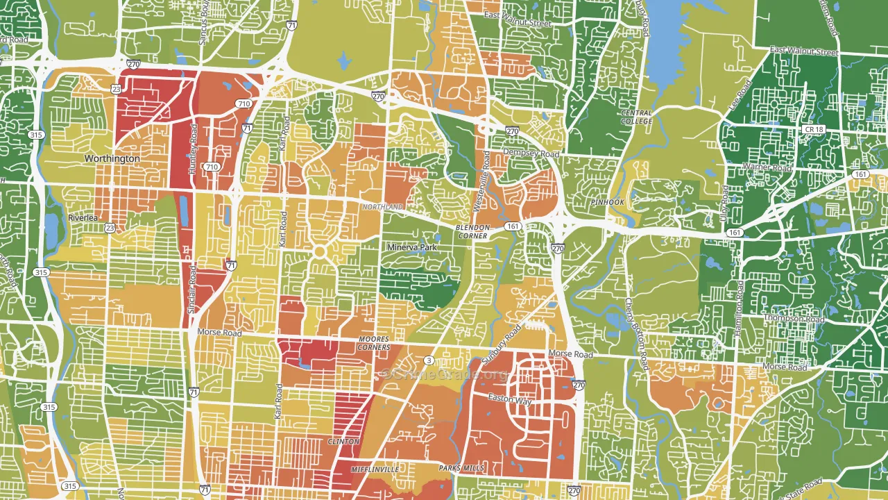 Northland, Columbus, OH Map of Vandalism Rates