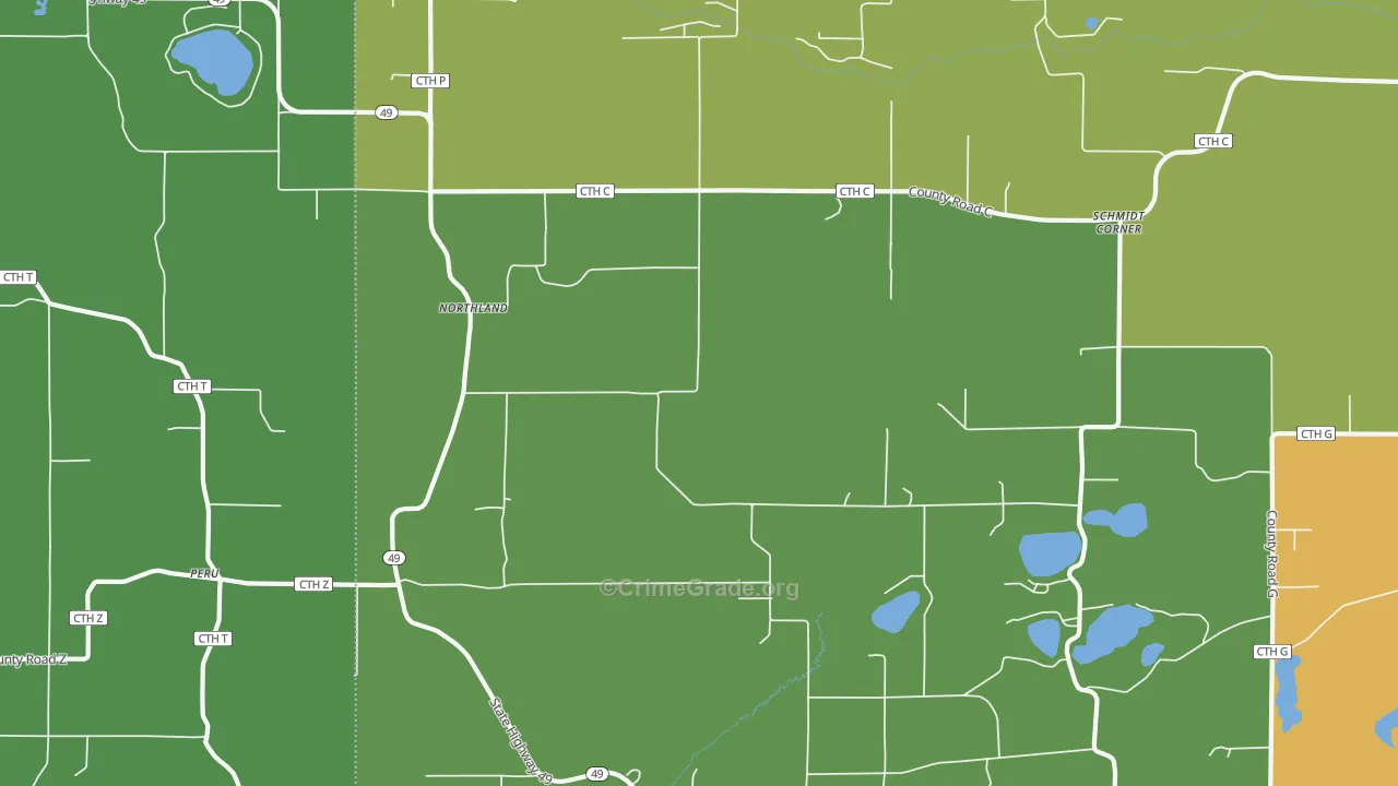 Northland, WI Map of Vandalism Rates