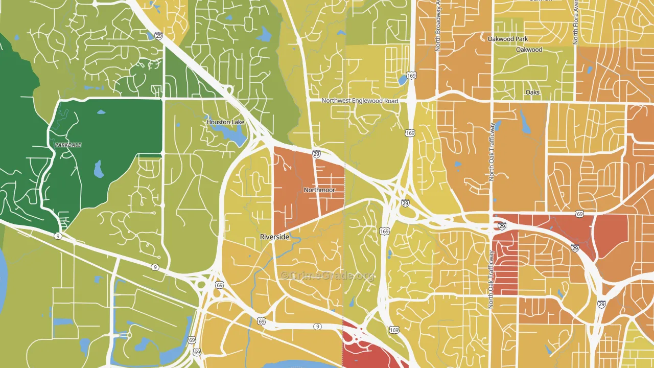 Northmoor, MO Map of Vandalism Rates