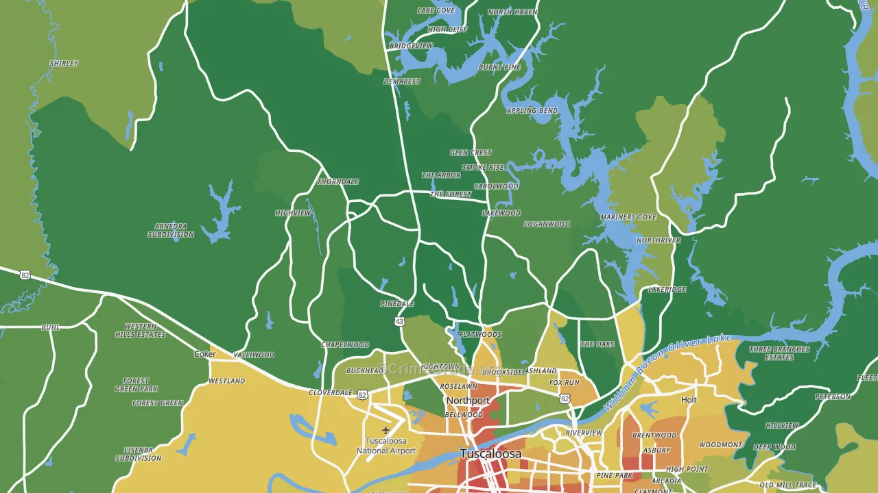 Northport, AL Map of Vandalism Rates