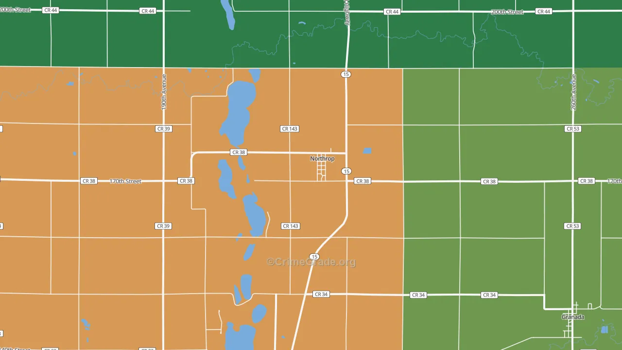Northrop, MN Map of Vandalism Rates