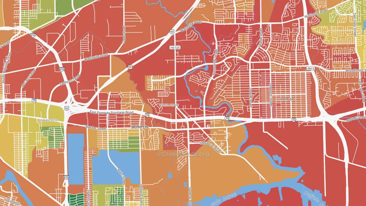 Northshore, Houston, TX Map of Vandalism Rates