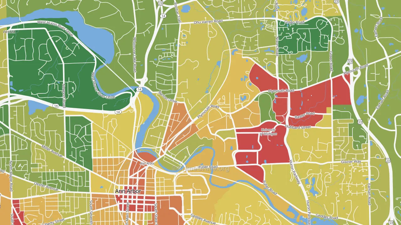 Northside Ann Arbor, Ann Arbor, MI Map of Vandalism Rates