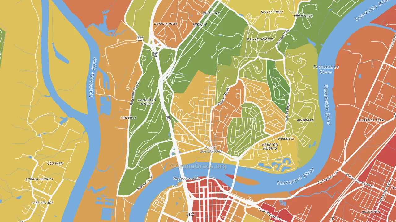 Northside Community, Chattanooga, TN Map of Vandalism Rates