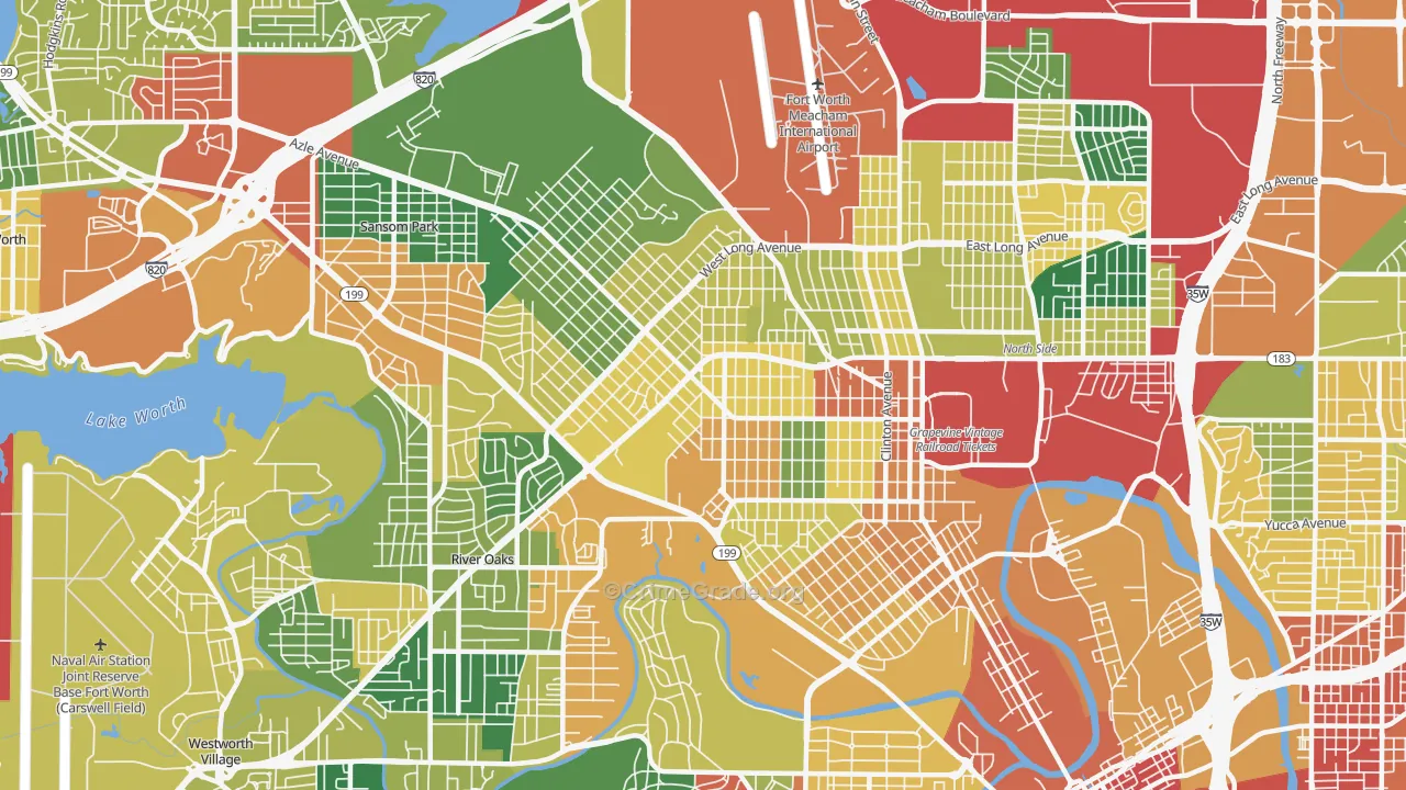 Northside, Fort Worth, TX Map of Vandalism Rates