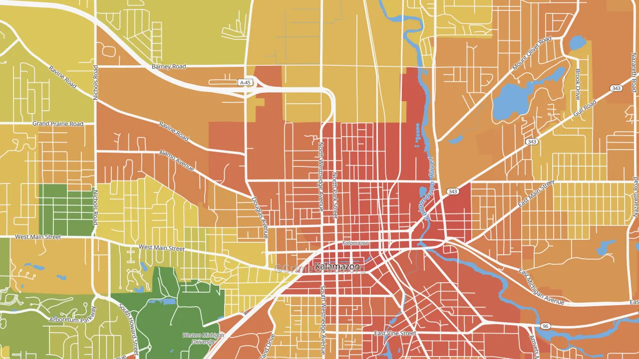 Northside, Kalamazoo, MI Map of Vandalism Rates