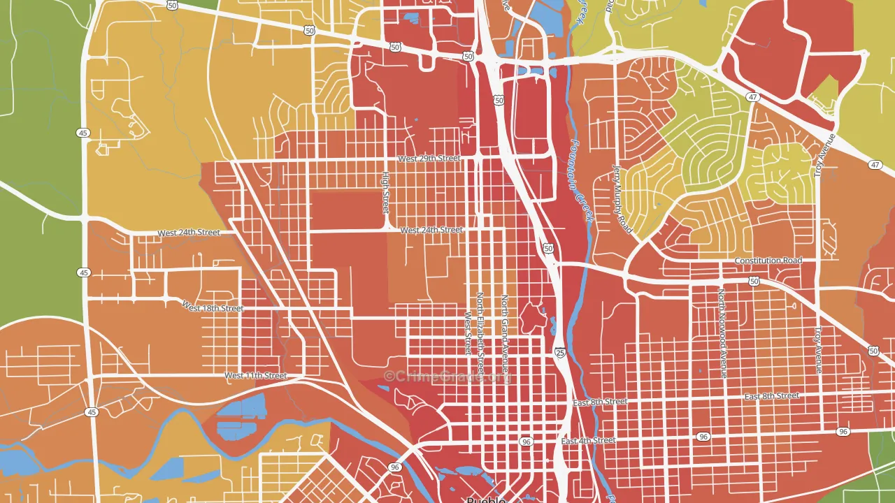 Northside, Pueblo, CO Map of Vandalism Rates