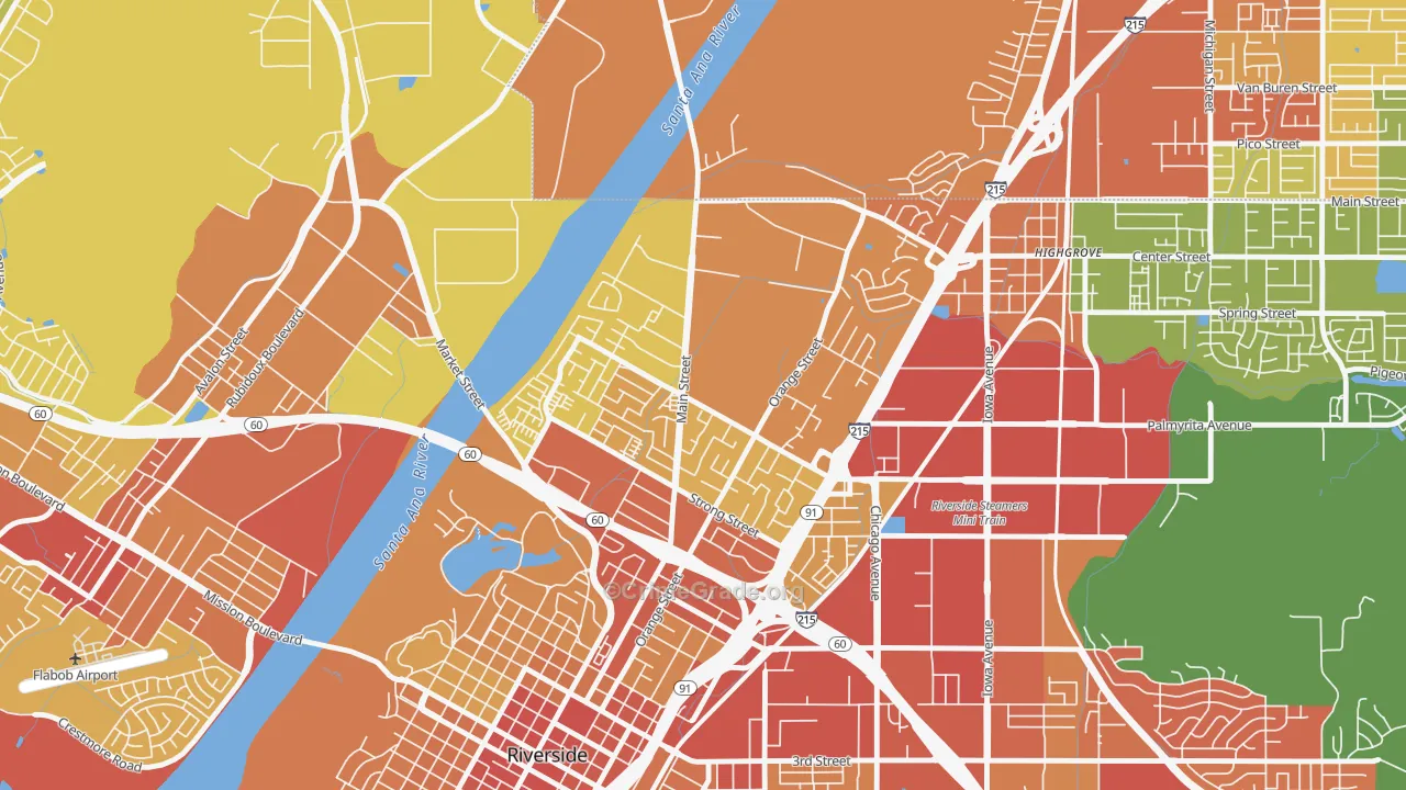 Northside, Riverside, CA Map of Vandalism Rates