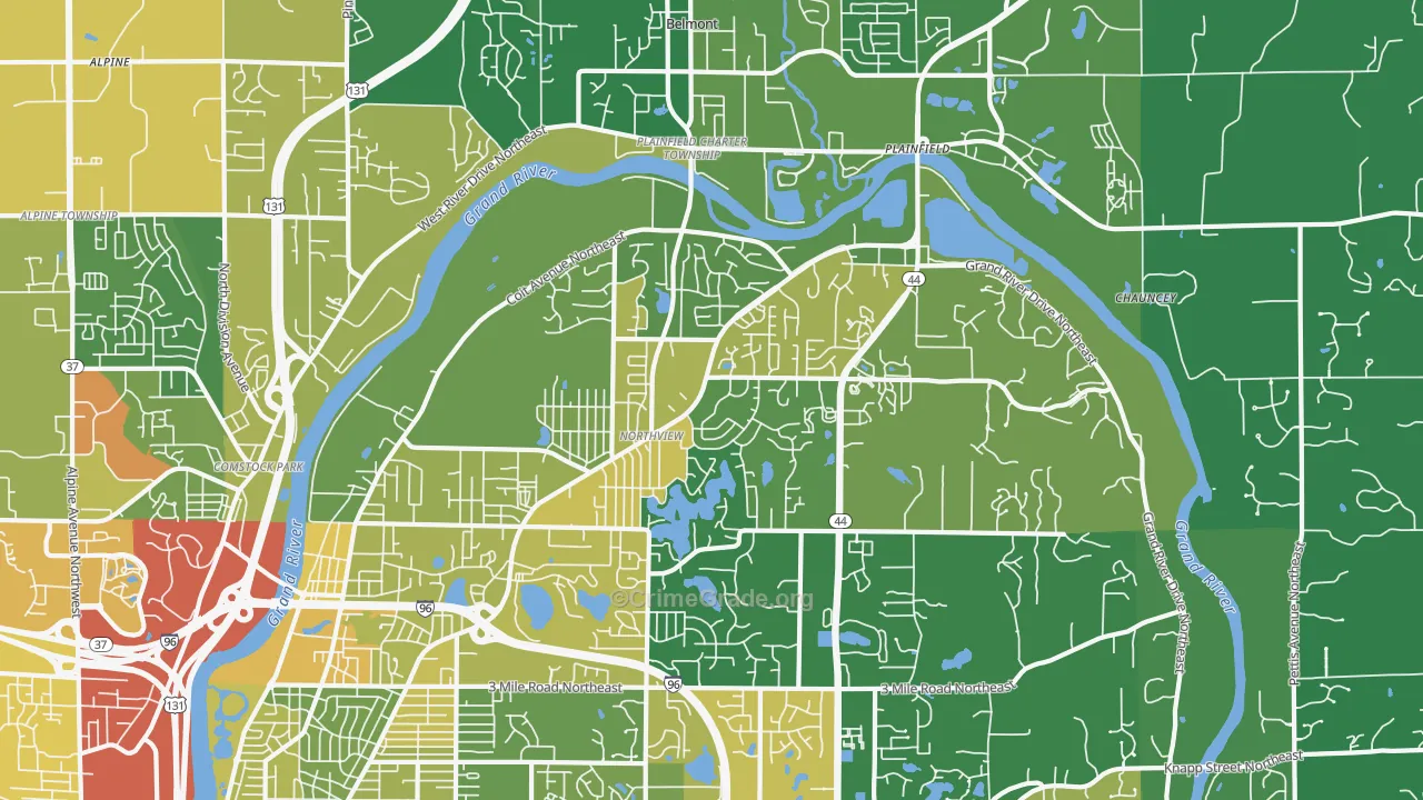 Northview, MI Map of Vandalism Rates