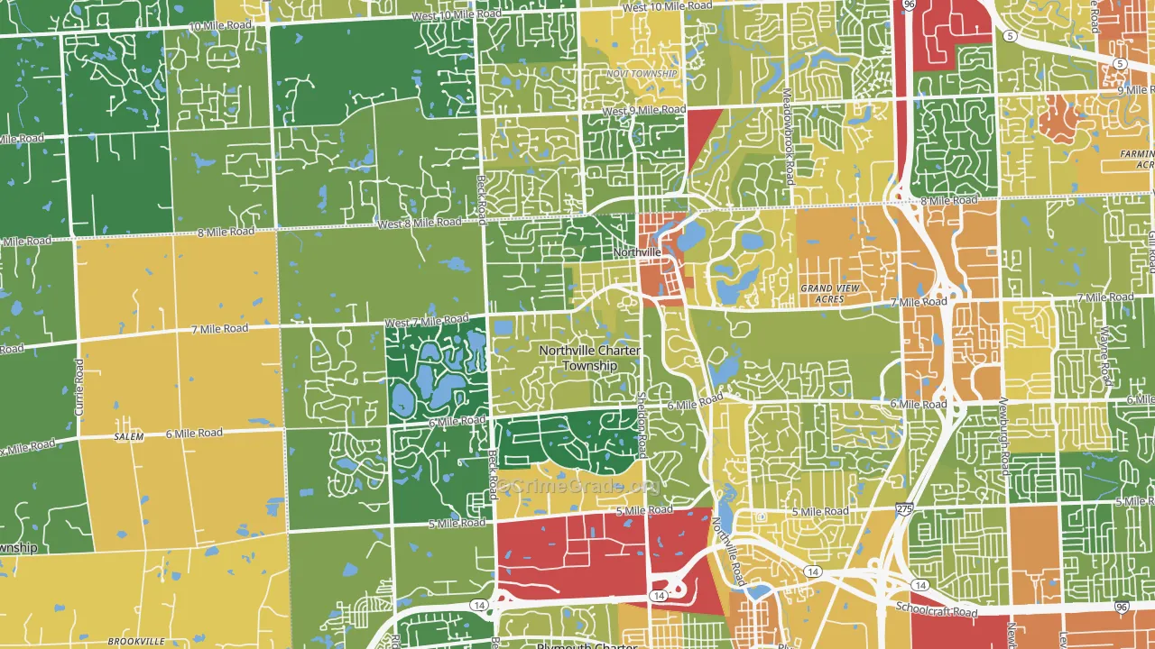 Northville, MI Map of Vandalism Rates