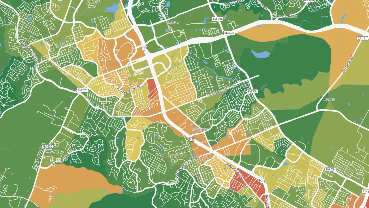 Northwest Austin, Austin, TX Map of Vandalism Rates