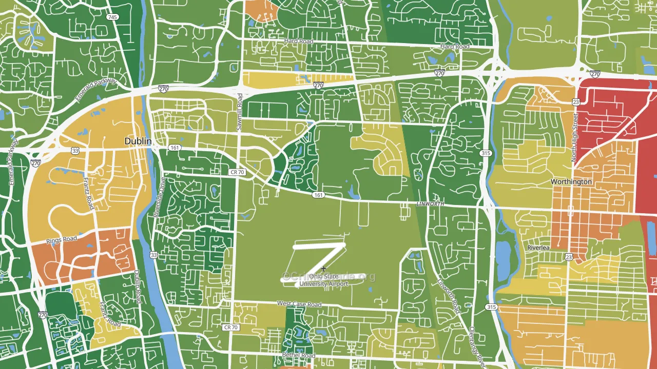 Northwest, Columbus, OH Map of Vandalism Rates