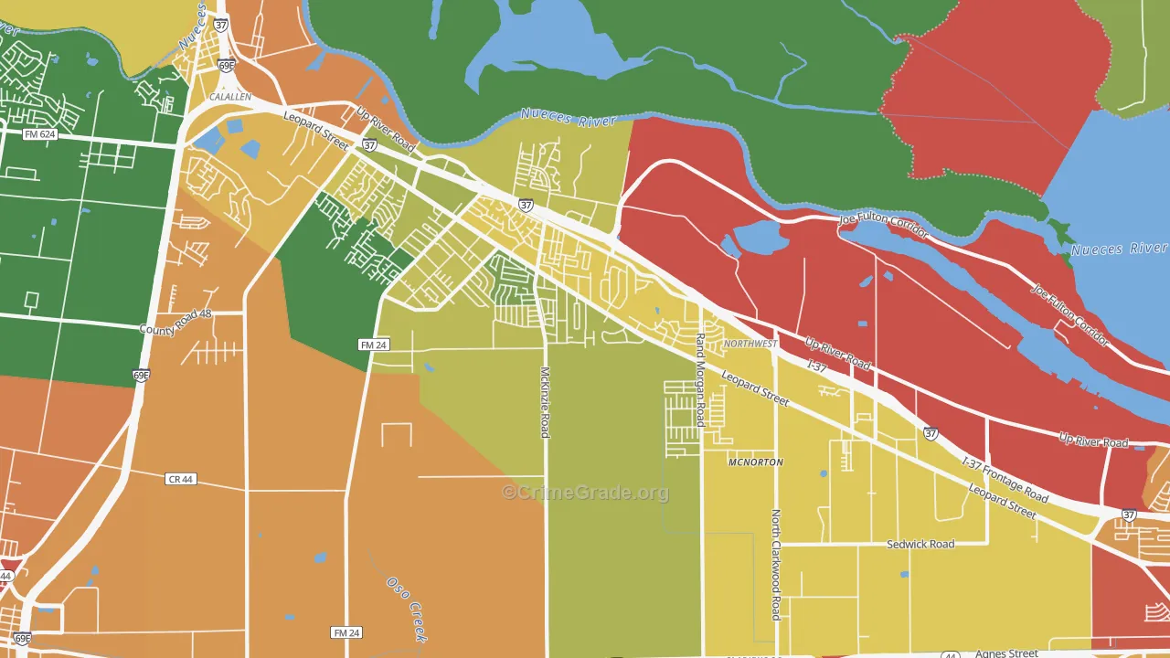 Northwest Corpus Christi, Corpus Christi, TX Map of Vandalism Rates