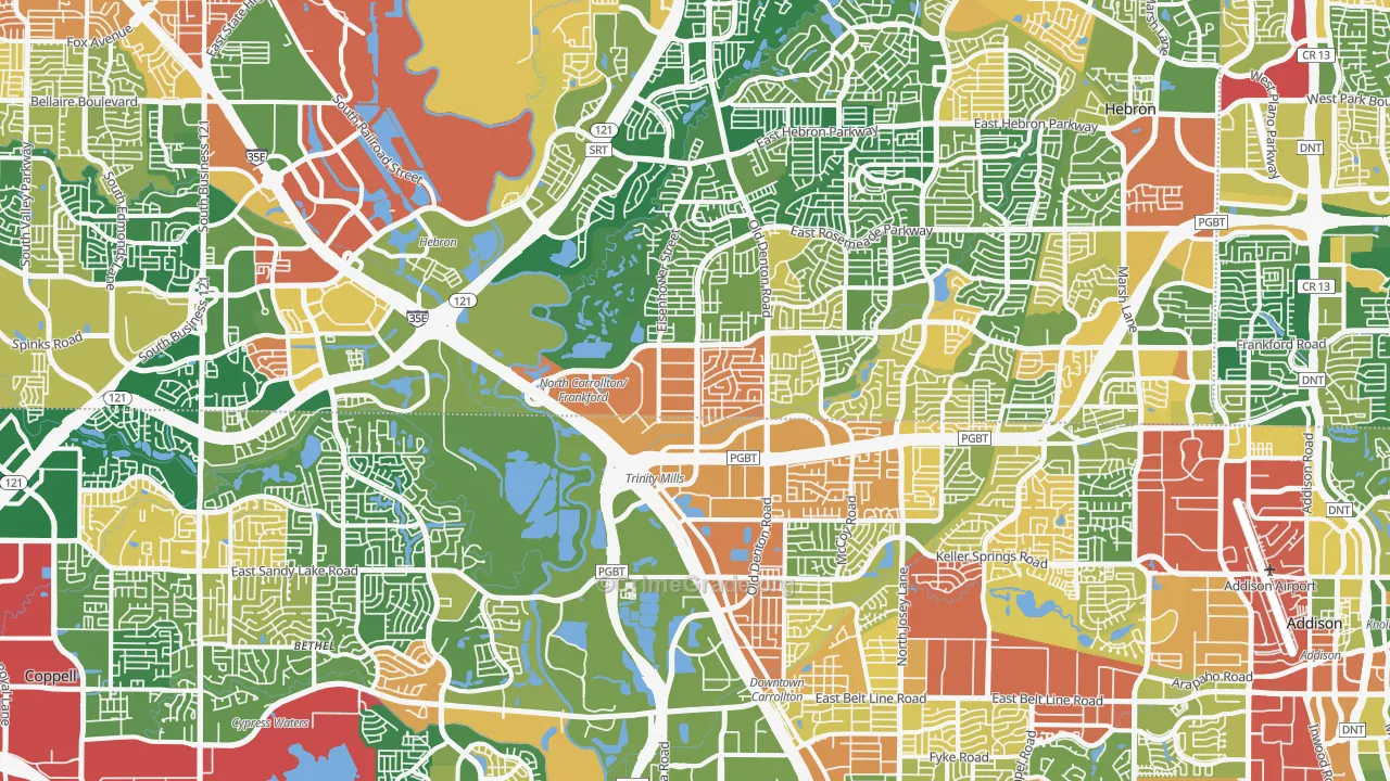Northwest Dallas, Dallas, TX Map of Vandalism Rates