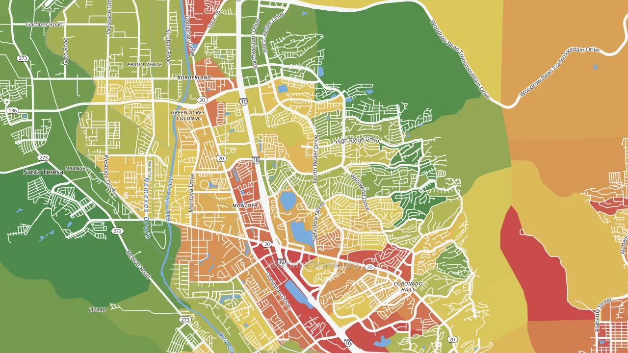 Northwest, El Paso, TX Map of Vandalism Rates