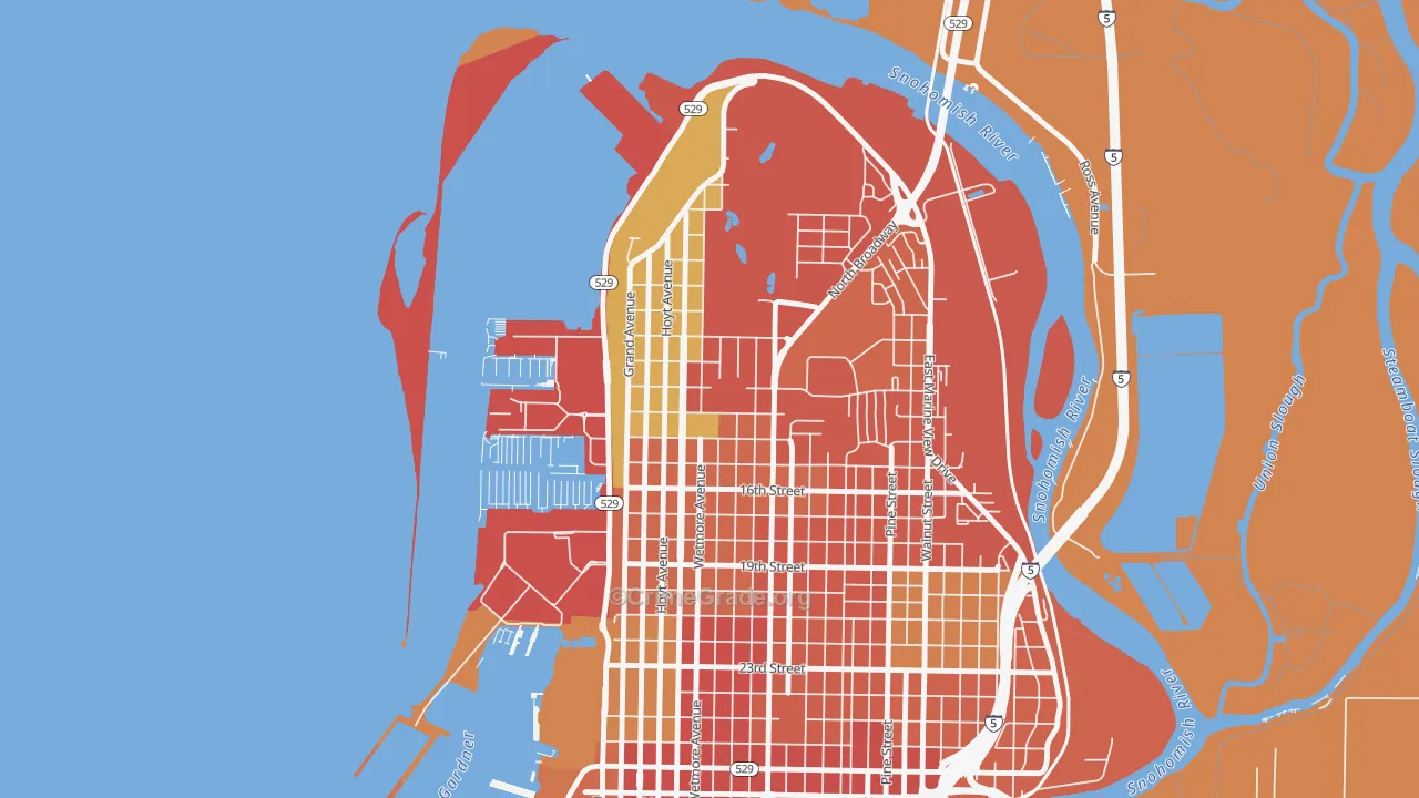 Northwest Everett, Everett, WA Map of Vandalism Rates