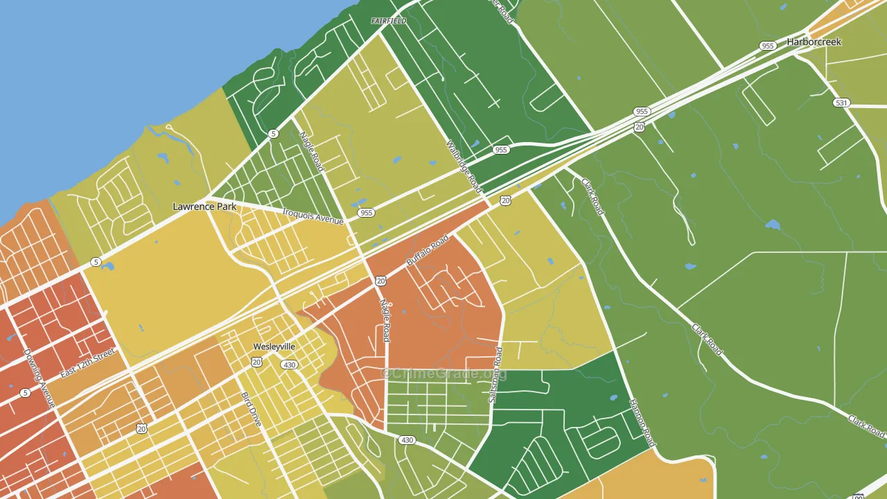 Northwest Harborcreek, PA Map of Vandalism Rates