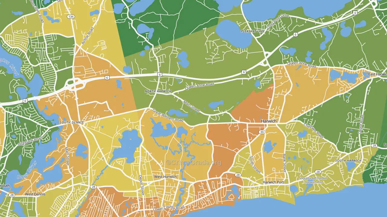 Northwest Harwich, MA Map of Vandalism Rates