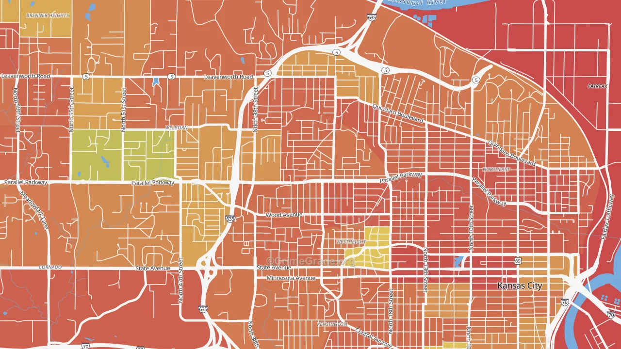 Northwest, Kansas City, KS Map of Vandalism Rates