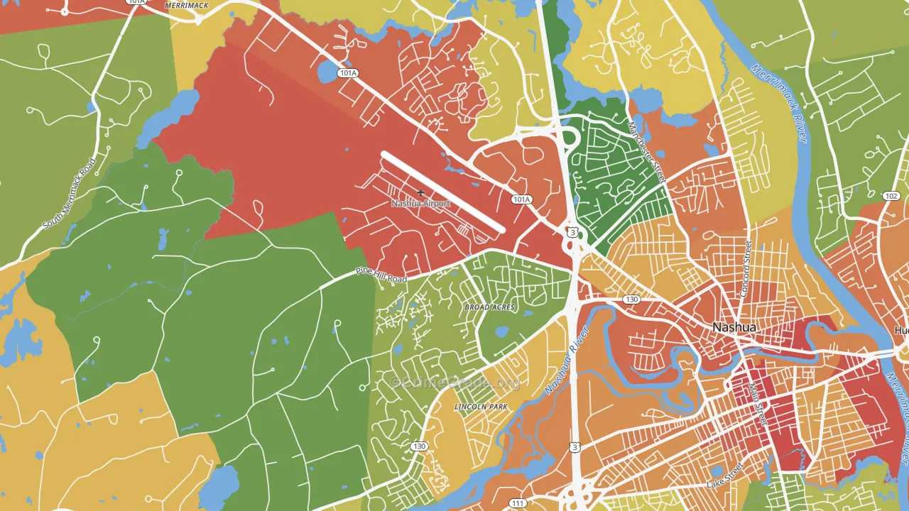 Northwest Nashua, Nashua, NH Map of Vandalism Rates