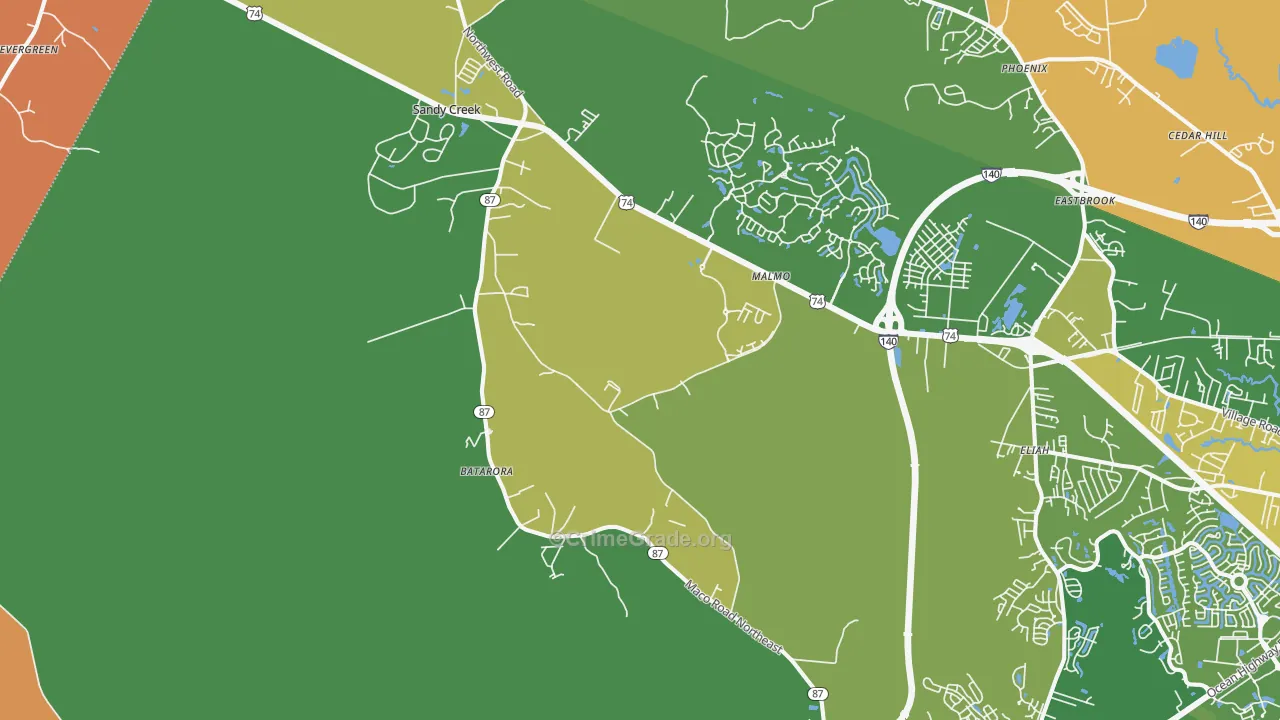Northwest, NC Map of Vandalism Rates