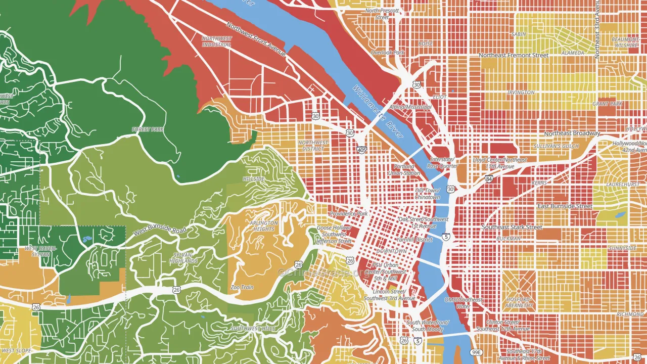 Northwest, Portland, OR Map of Vandalism Rates