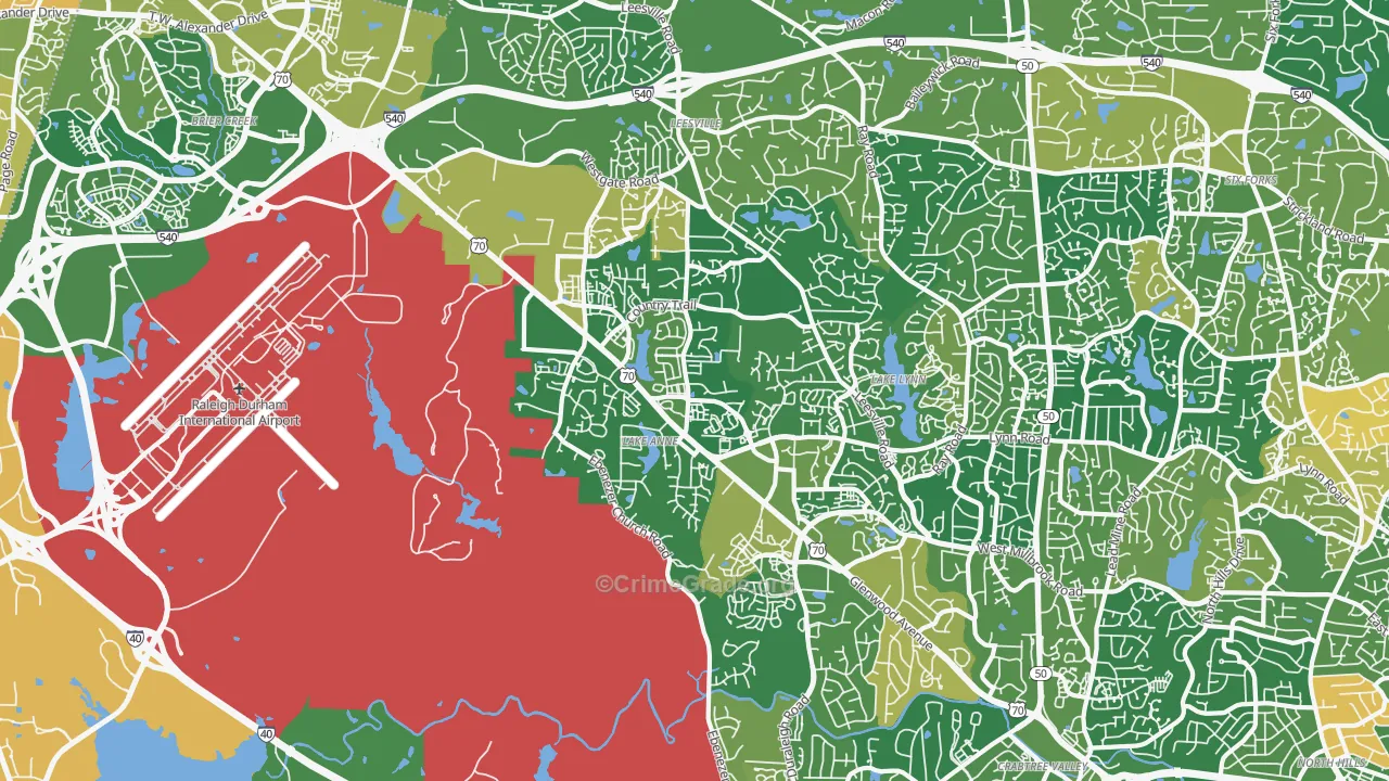 Northwest Raleigh, Raleigh, NC Map of Vandalism Rates