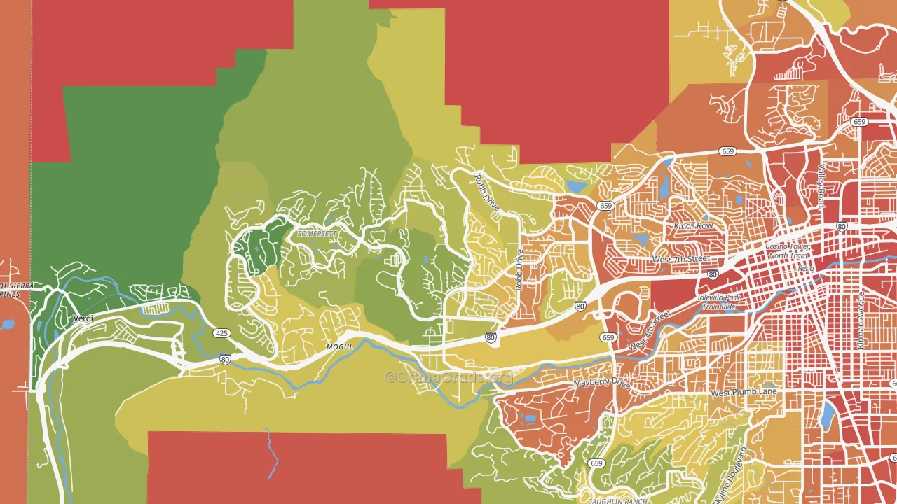 Northwest, Reno, NV Map of Vandalism Rates