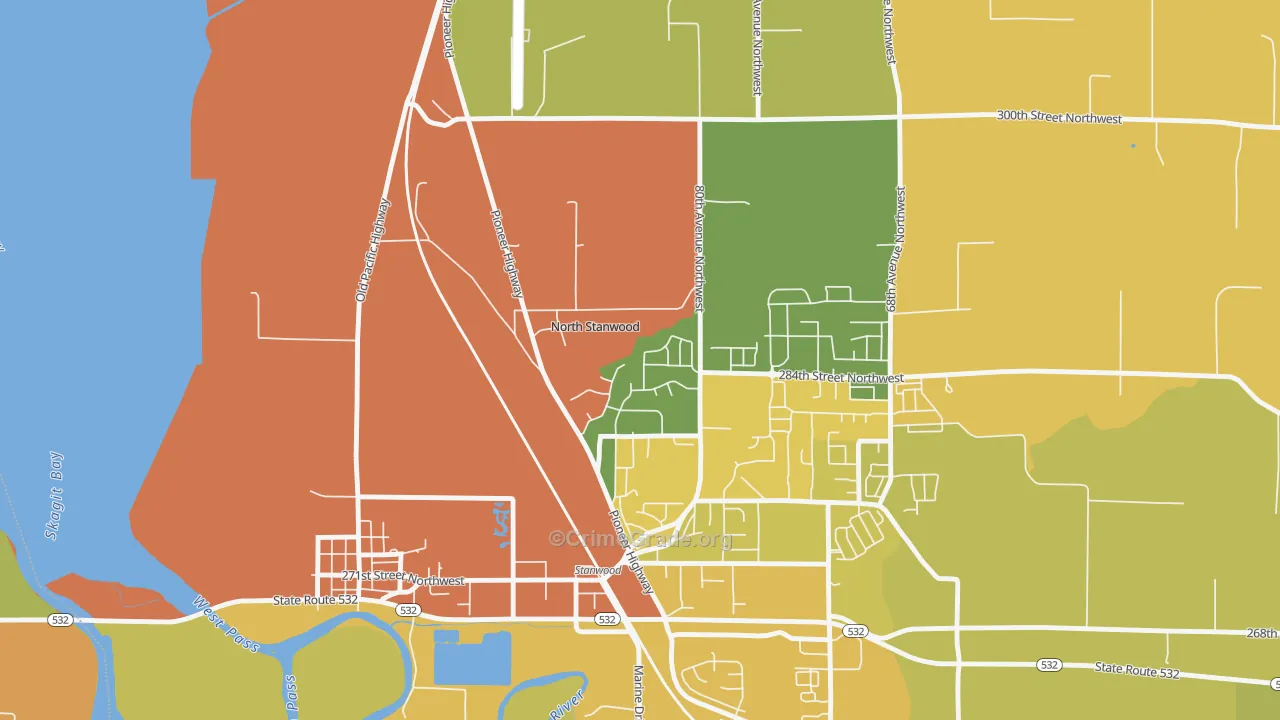 Northwest Stanwood, WA Map of Vandalism Rates