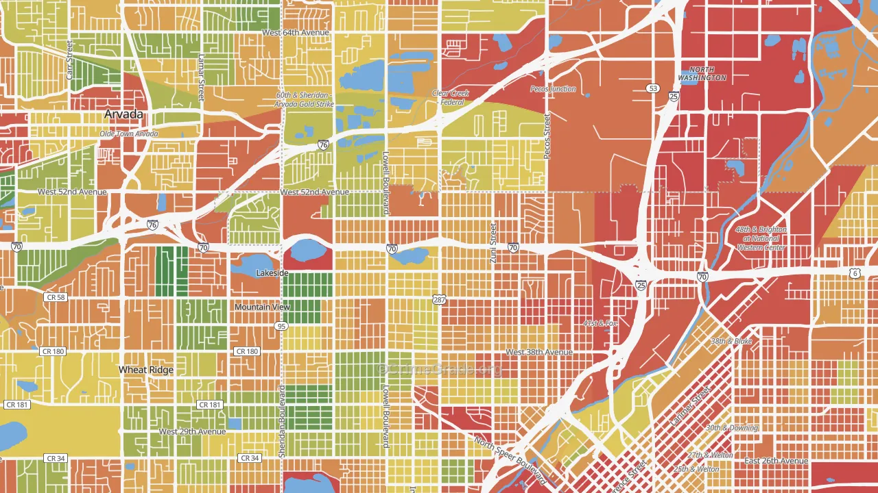 Northwestern Denver, Denver, CO Map of Vandalism Rates