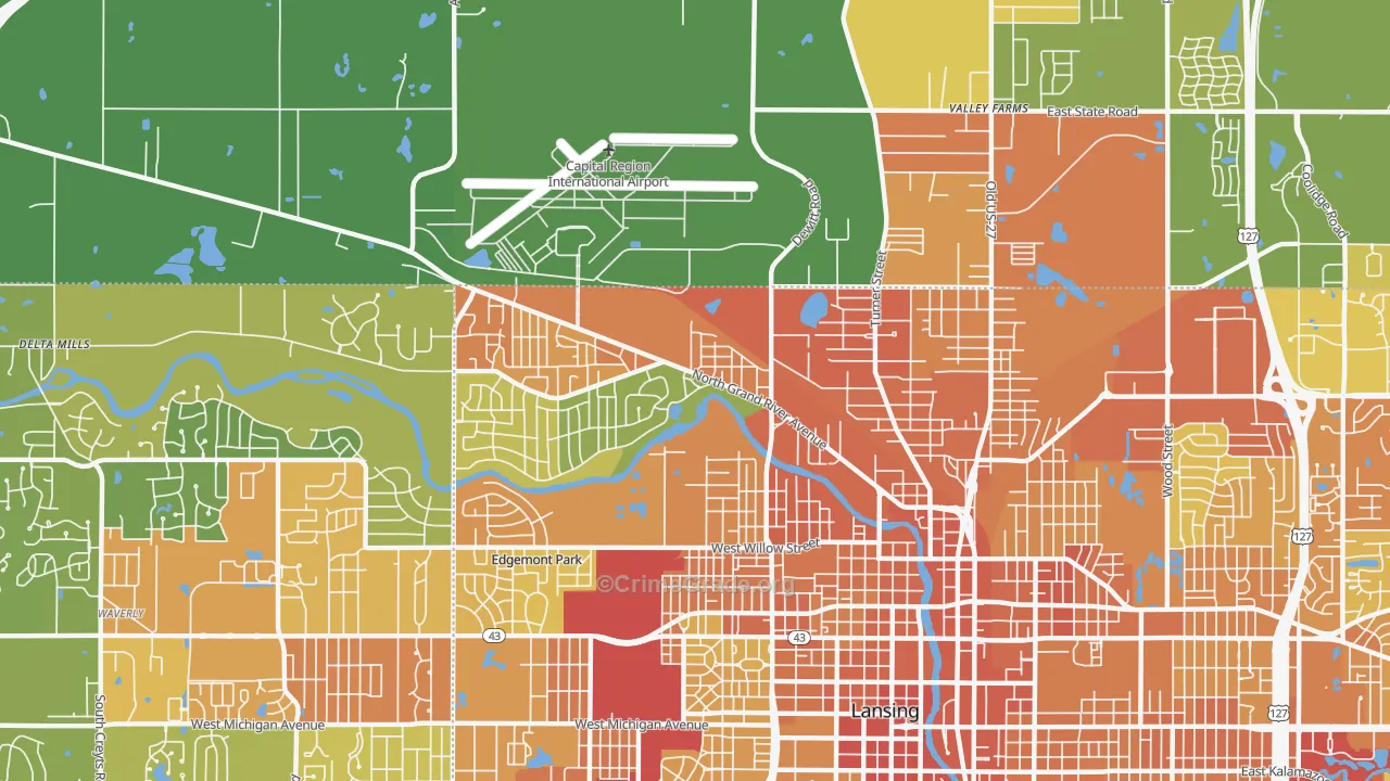 Northwestside, Lansing, MI Map of Vandalism Rates