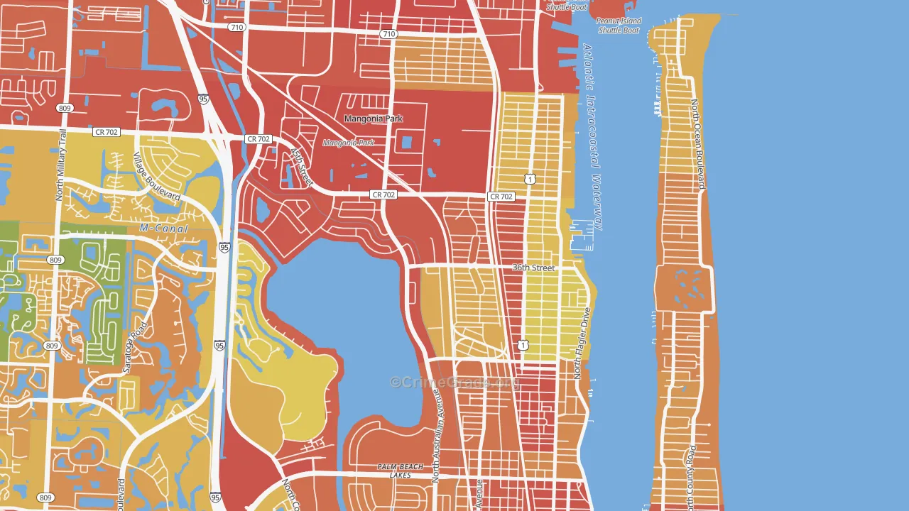 Northwood Hills, West Palm Beach, FL Map of Vandalism Rates