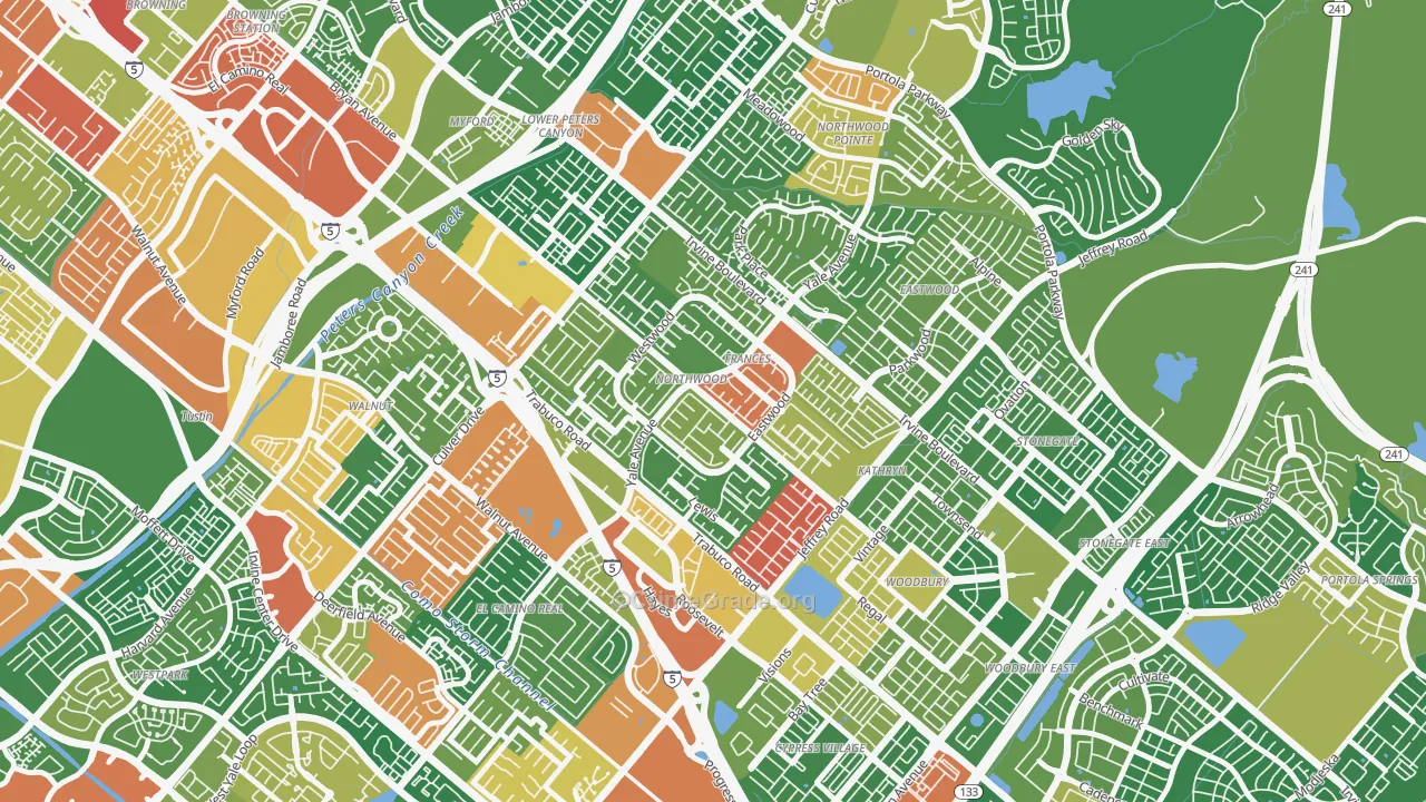 Northwood, Irvine, CA Map of Vandalism Rates