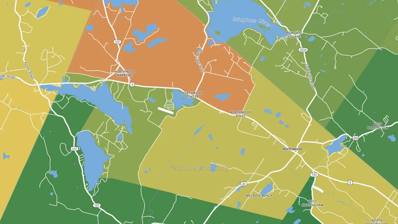 Northwood, NH Map of Vandalism Rates