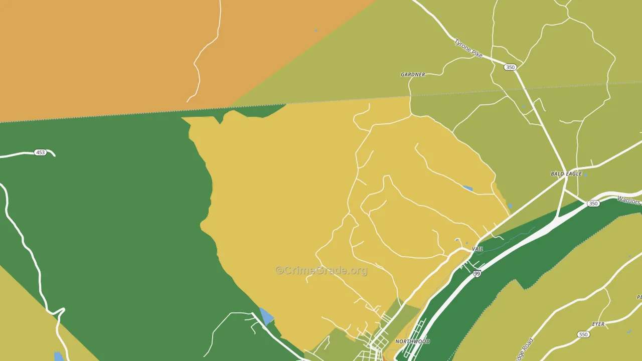 Northwood, PA Map of Vandalism Rates