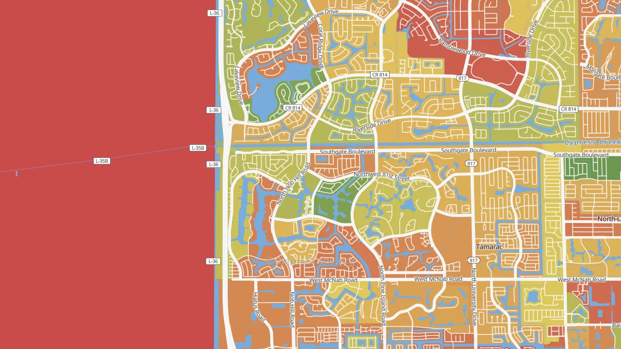 Northwood, Tamarac, FL Map of Vandalism Rates