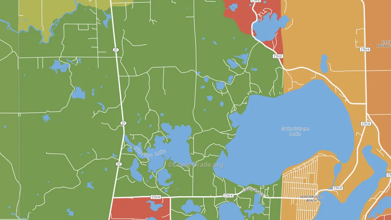 Northwoods Beach, WI Map of Vandalism Rates