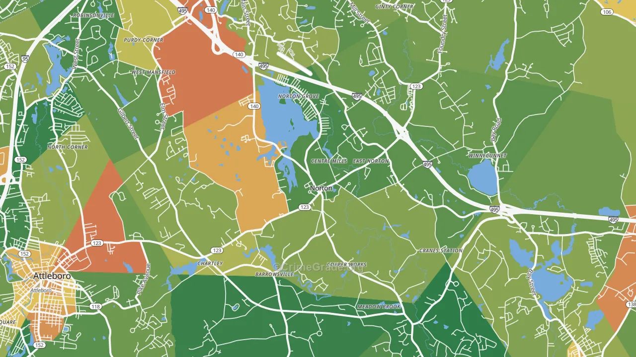 Norton, MA Map of Vandalism Rates