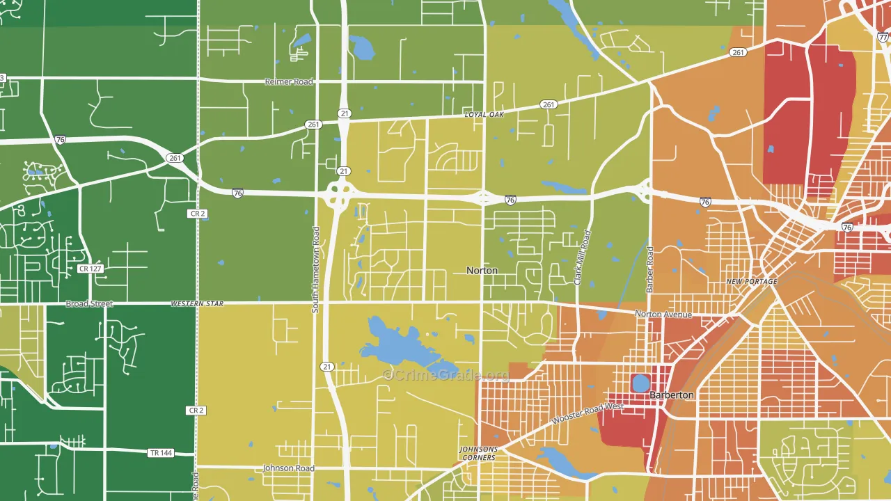 Norton, OH Map of Vandalism Rates